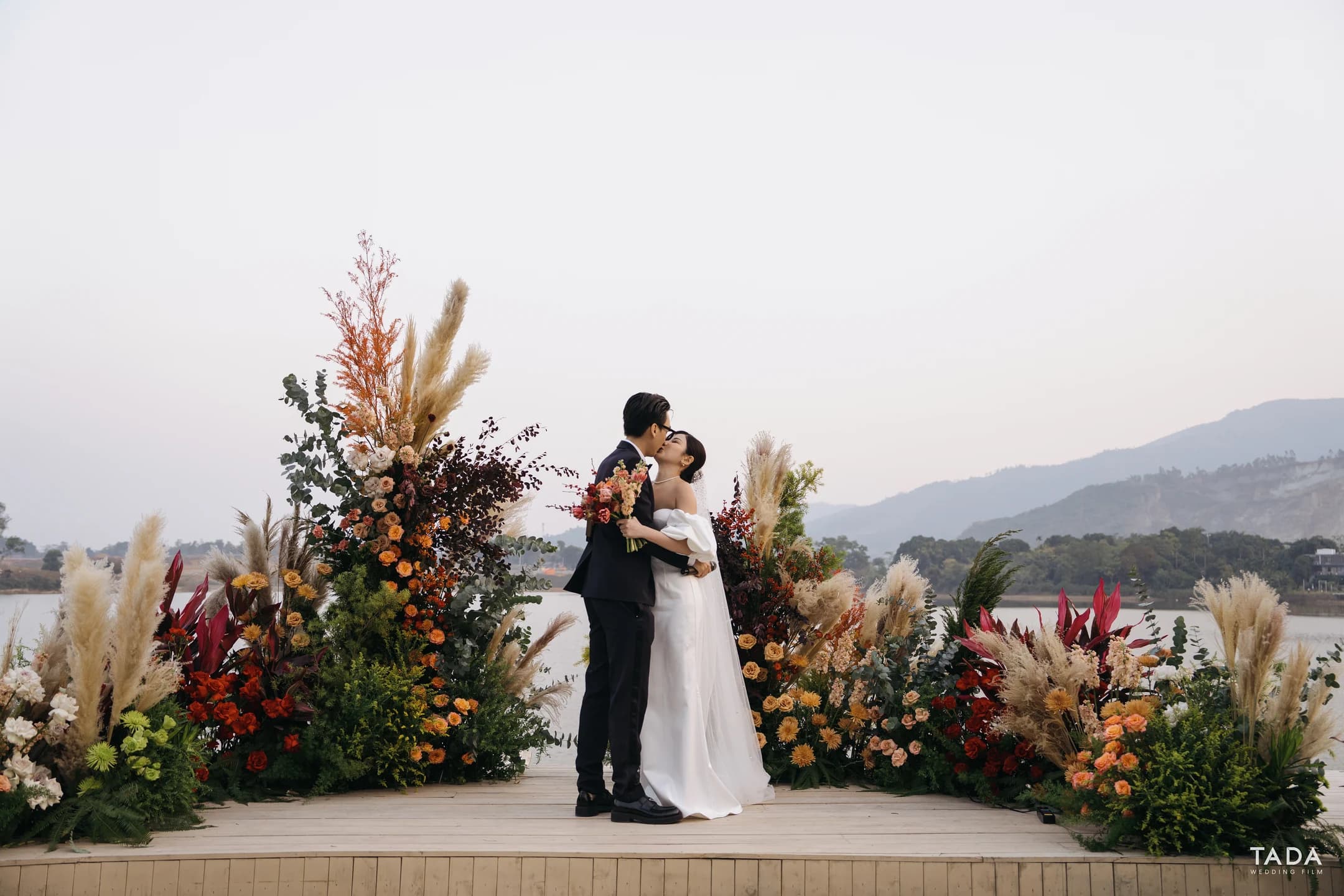 Close family moment at an intimate wedding